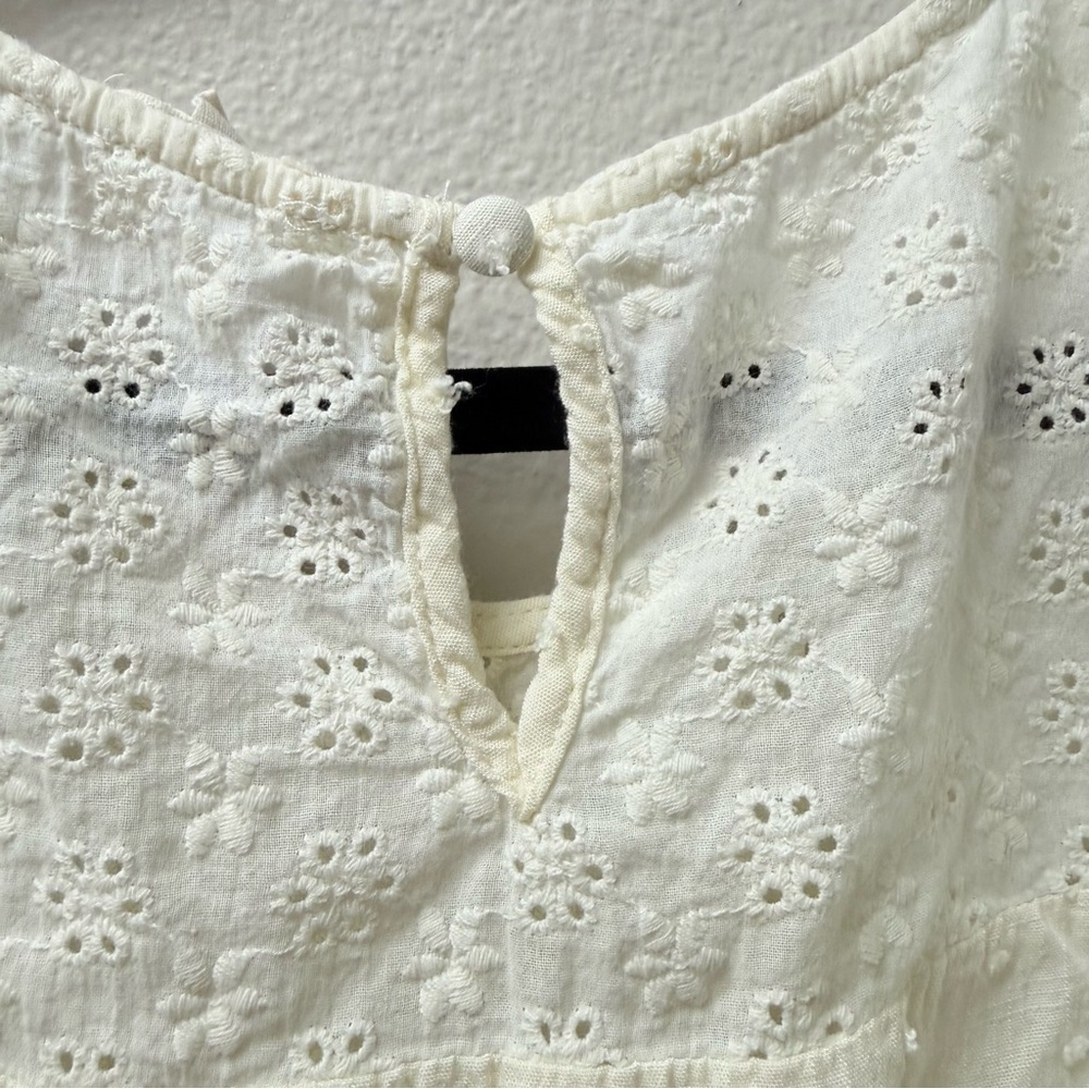 Oddy Light Yellow Eyelet Flutter Sleeve Blouse XL Boho Cottagecore Top - Picture 5 of 9